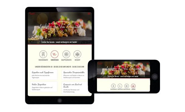 Tabletansicht und Handyansicht der Webseite vom Restaurant Salü